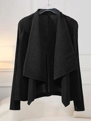 Luxury Pleated Drape Collar Jacket