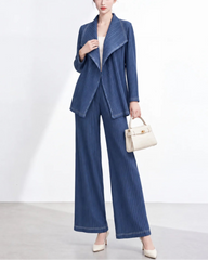 Petite Plissé Two-Piece Pant Set