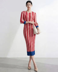 Luxury Pleated 3/4 Sleeve Dress