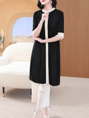 Japanese Pleated Plissé Tunic & Pants Designer Set