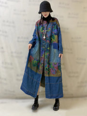 HEYFANCYSTYLE Luxe Distressed Oversized Denim Trench Coat