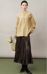 Premium Pleated Zip-Up Top