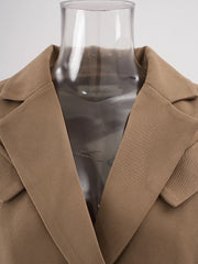 Women's Brown Blazer with Pleated Knotted Sleeves