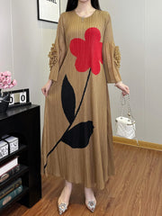 Luxe Flower Print Plisse Dress