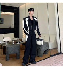 Men's 2-Piece Casual Black Blazer + Baggy Trousers Set