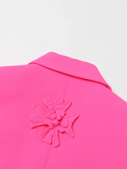 Floral Appliqué Double-Breasted Blazer