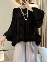 Elegant Pleated Ruffle Blouse