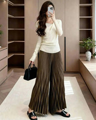 Plisse Fluid Wide-Leg Pant