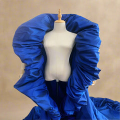 Taffeta Ruffled Extra Long Cape