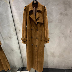 Women's Suede Belted Trench Coat
