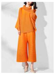 Tokyo Pleated High Neck Top & Pull-On Trousers Set