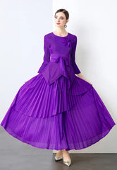 Elegant Plisse Blouse & Skirt Set