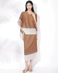 Elegant Pleated Tunic Skirt Set