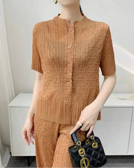 Luxury Pleated Wide-Leg Set