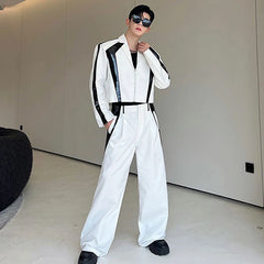 Men's 2-Piece White Blazer + Loose Fit Trousers Set