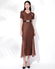 Luxury Plisse 3D Floral Dress