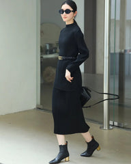 Pleated Mock-Neck Top