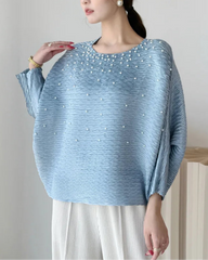 Luxury Pearl Pleated Dolman Top