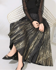 Luxury Metallic Pleats Skirt