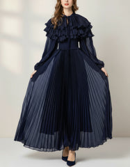 Couture Pleated Cape Dress