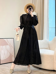 Luxury Modest Travel Pleats Dress