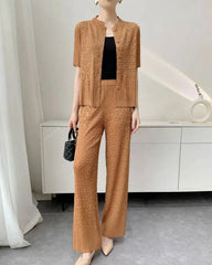 Luxury Pleated Wide-Leg Set