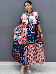 Women's Bohemian Patchwork Casual Boho Midi Dress