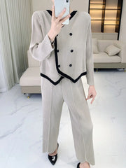 Pleated Pant Suit - Designer Inspired Two-Piece Set