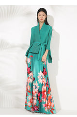 Truly Pleated 2-Piece Long Skirt & Coat Set