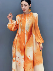 HEYFANCYSTYLE Korean Style Bubble Sleeve Chiffon Dress