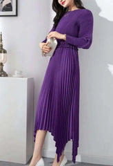 Formal Plissé Asymmetric Dress