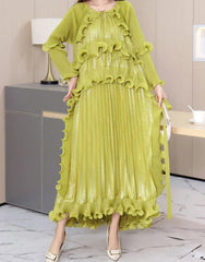 Luxury Plisse Ruffled Tiered Dress