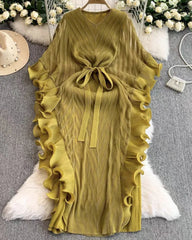 Sculptural Plissé Cape Kaftan