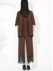 Luxury Petite Pleated Lace Pant Set