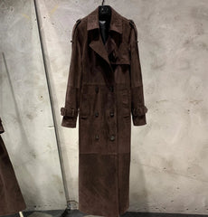 Women's Suede Belted Trench Coat