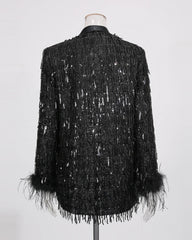 Luxury Sequin Feather Blazer