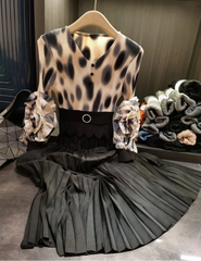 Luxury Plissé Ruffle Sleeve Dress