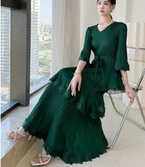 Luxury Pleated Tiered Dress