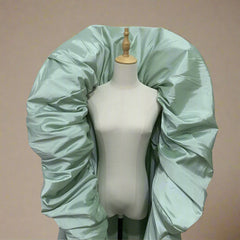 Taffeta Ruffled Extra Long Cape