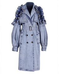 Luxury Soft Denim Trench Coat