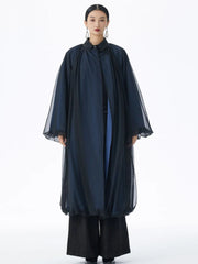 Avant-Garde Oversized Mesh-Layer Coat