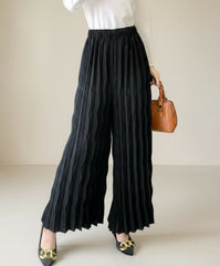 Luxury High-Waist Plissé Pants