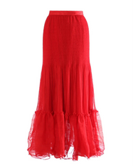 Pleated Chiffon Tulle Skirt