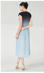Designer Ombre Pleated Midi Dress