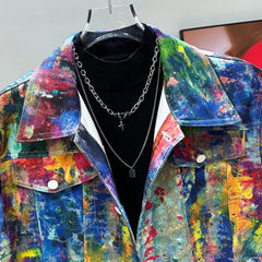 Men's Paint Splatter Denim Jacket