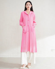 Luxury Hooded Pleated Coat
