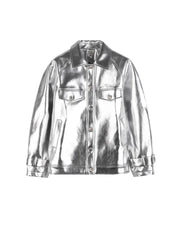 Luxurious Silver Metallic Oversized Jacket