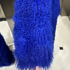 Luxurious Extra Long Curly Lamb Fur Coat