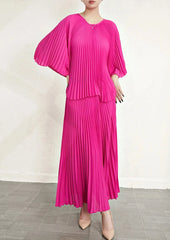 Women's 2 Piece Pink Pleats Please Long Skirt Set