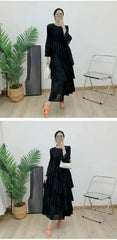Elegant Ruffled Pleated Dress